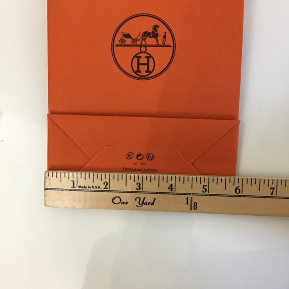 Hermes Small Shopping Bag 8.5" x 5.75 x 2.5" Orange Paper Authentic - Picture 12 of 15
